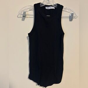 Zara Classic Black Ribbed Tank Top